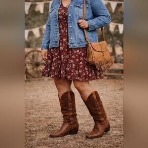 Pazzo Brown Western Leather Boots Size 10 Cowboy Style Pull Distressed Leather